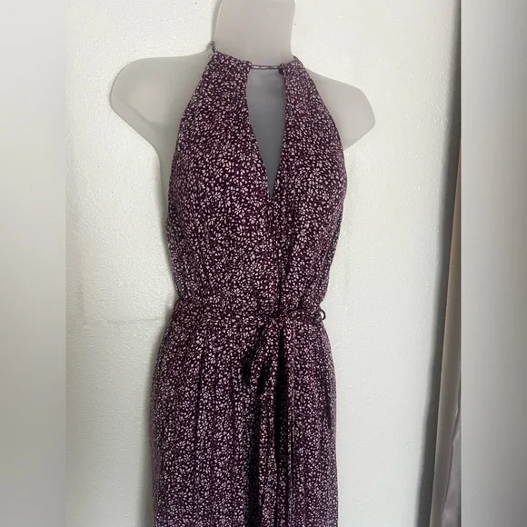 Maeve by Anthropologie Purple Floral Halter Jumpsuit - Large - Picture 3 of 3